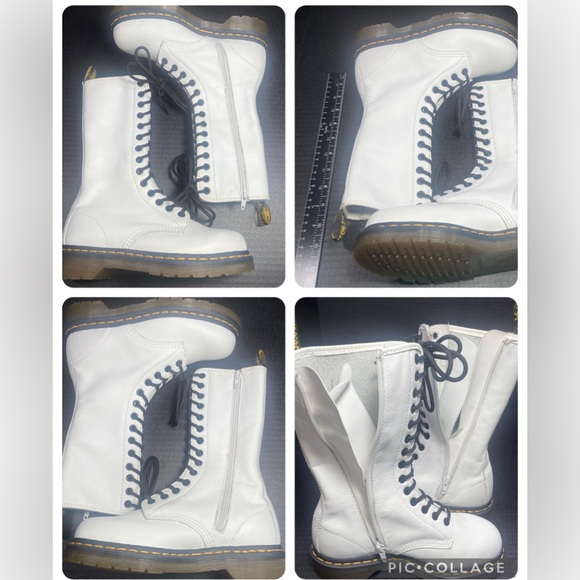 NWOB VTG Dr Martens 14 hole Tall White Boots UK 3=US 5-6 Lace up/Zip PRICE FIRM - Picture 11 of 16